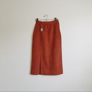Vintage Rusty Orange High Waist Midi Pencil Skirt